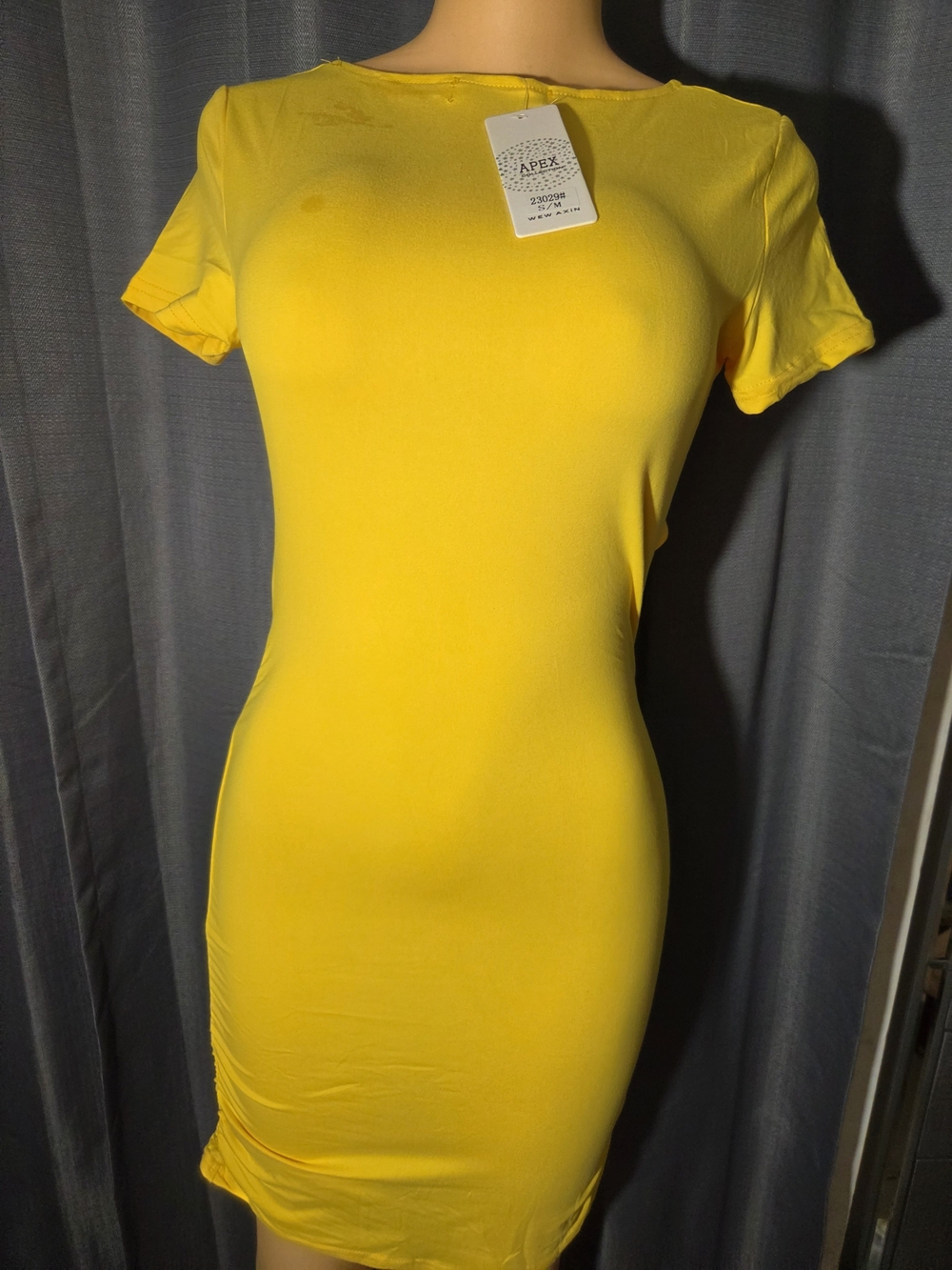 Apex Bright Yellow Short Sleeve Bodycon Mini Dress